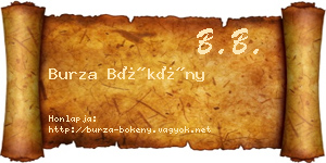 Burza Bökény névjegykártya